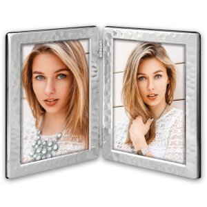 Cadre double DS50 argent brillant 2 photos 13x18 cm