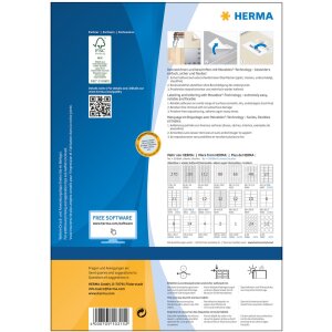 Étiquettes HERMA A4 blanches 210x297 mm Movables-amovibles papier mat 100 pcs.