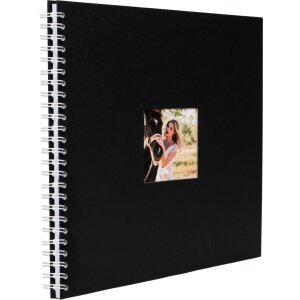 Album spirale Khari noir mat pages blanches 33x33 cm