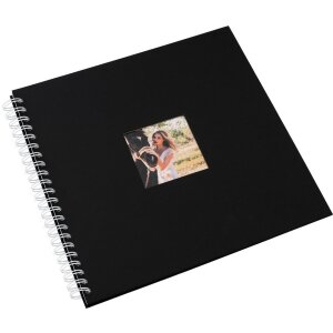 Album spirale Khari noir mat pages blanches 33x33 cm