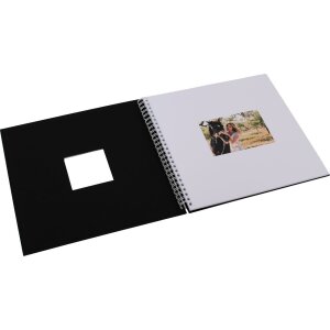 Album spirale Khari noir mat pages blanches 33x33 cm