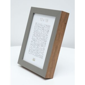 S46PH7 Cadre en bois gris avec bordure couleur bois