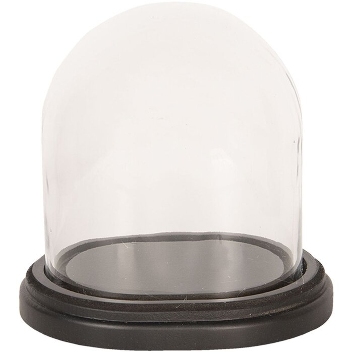 Clayre & Eef 6GL2488 Cloche à verre 18x15x18 cm brun bois verre ovale