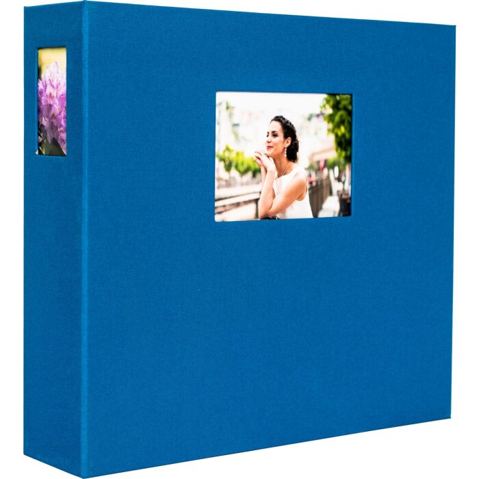 HNFD Album photo Lona bleu lin 1000 photos 34,5x33 cm 168 pages noires