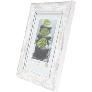 Cadre en bois S46E bord argenté 15x20 cm blanc verre antireflet