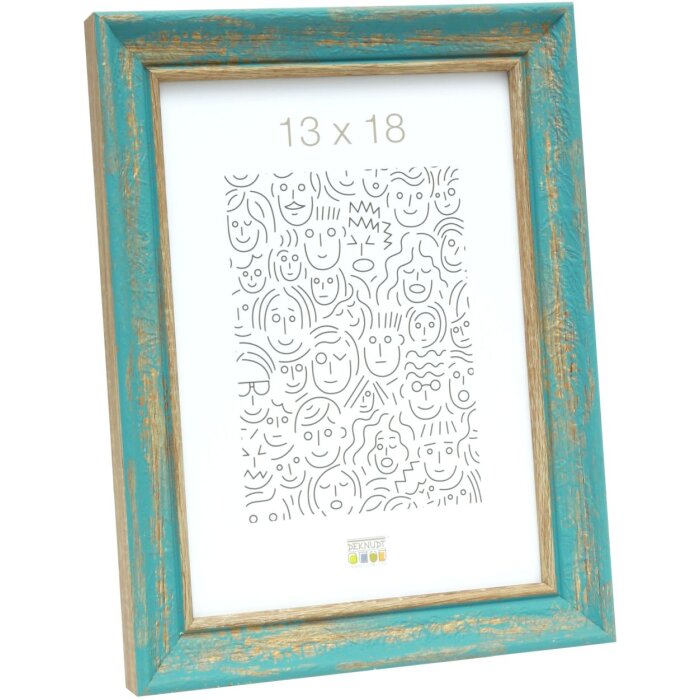 Cadre en bois S46TG turquoise 10x15 cm