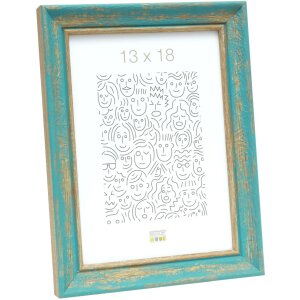 Cadre en bois S46TG turquoise 10x15 cm