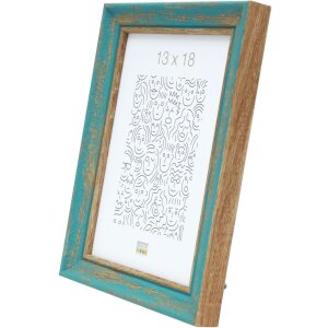 Cadre en bois S46TG turquoise 10x15 cm