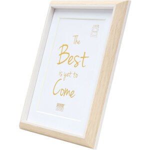 Cadre plastique S46WG naturel clair bord blanc 18x24 cm