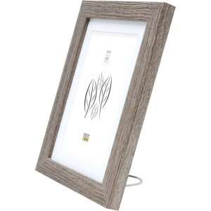 Cadre en bois S66KH3 brun-gris 13x18 cm avec passe-partout