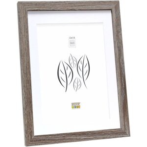 Cadre en bois S66KH3 brun-gris 15x20 cm avec passe-partout