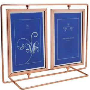 Cadre double Swing 2 photos 13x18 cm or rose