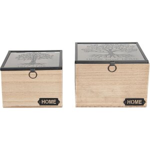 Coffrets en bois 18x18x12 - 15x15x11 cm (2 pièces)...