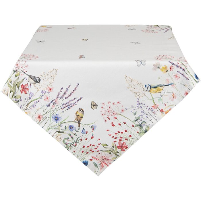 Clayre & Eef SFL01 Nappe 100x100 cm Marron Rouge Coton Fleurs Carré