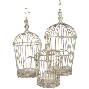 Décoration Cage à oiseaux (set de 3 pièces) Ø 36x81 - Ø 31x72 - Ø 26x44 cm blanc 5Y0722