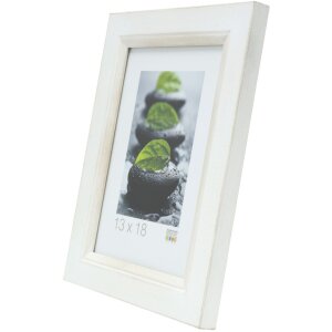 Cadre en bois Deknudt S42L blanc 24x30 cm verre premium