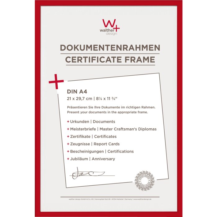 Walther Cadre plastique new lifestyle 21x29,7 cm din a4 rouge