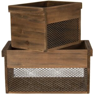 Coffret en bois marron 32x19x16 - 23x16x15 cm 6H1996