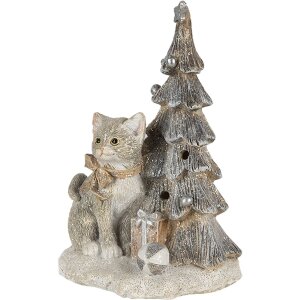 Décoration Chat au sapin de Noël gris 12x9x16...