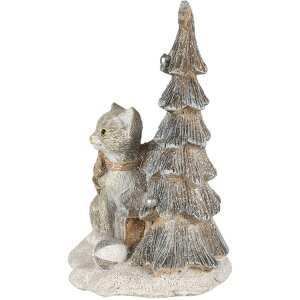 Décoration Chat au sapin de Noël gris 12x9x16 cm LED 6PR4629