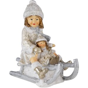 Décoration Enfant sur luge blanc 10x5x10 cm 6PR4665