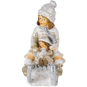 Décoration Enfant sur luge blanc 10x5x10 cm 6PR4665