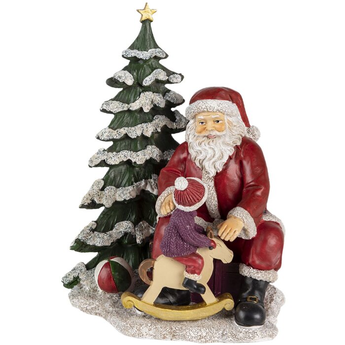 Décoration Père Noël avec enfant multicolore 16x13x22 cm 6PR4714