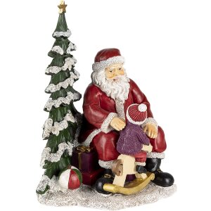 Décoration Père Noël avec enfant multicolore 16x13x22 cm 6PR4714