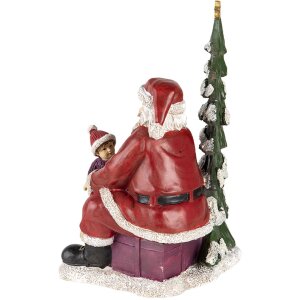 Décoration Père Noël avec enfant multicolore 16x13x22 cm 6PR4714