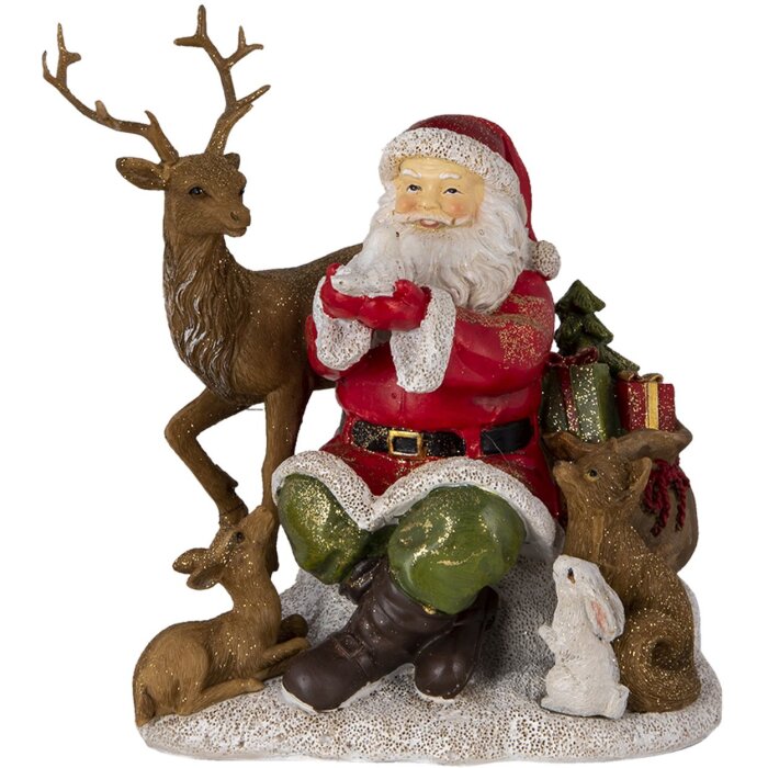 Décoration Père Noël avec animaux multicolore 18x13x19 cm 6PR4721