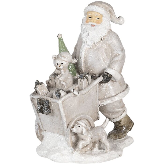 Décoration Père Noël avec chariot argenté 12x8x15 cm 6PR4728