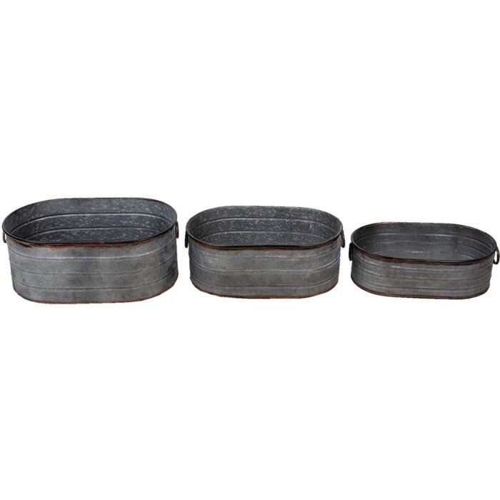 Décoration Support pour plantes (set de 3 pièces) gris 57x36x22 - 51x33x18 - 47x29x15 cm 6Y4294