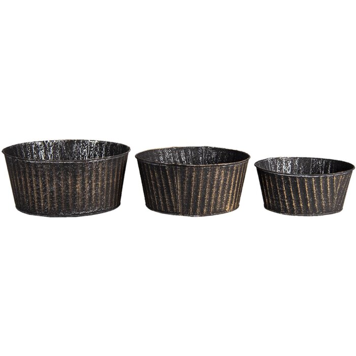 Support pour plantes noir Ø 24x11 - Ø 21x10 - Ø 19x8 cm 6Y4625