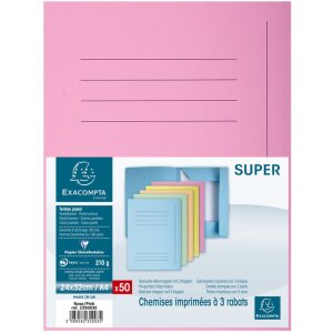 Chemises OfficeBuddy SUPER 210 rose 24x32cm lot de 50 A4