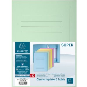 SuperBüro SUPER 210 porte-documents vert clair 3 rabats A4 50pc