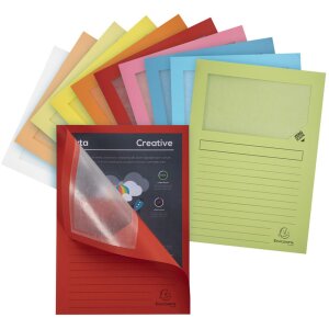 Exacompta 160g Chemises à fenêtre DIN A4 Coloré 100pcs 22x31cm Eco-Friendly