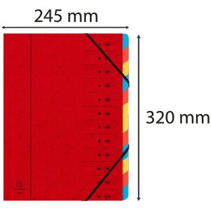 Exacompta Classeur à levier en carton Colorspan avec élastique 12 compartiments A4 rouge