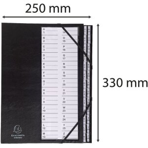 Exacompta Classeur à élastiques dos harmonica 26 compartiments A-Z DIN A4 noir