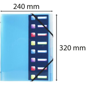 Exacompta Classeur à élastiques 3 rabats 8 compartiments A4 Crystal Colours assortis