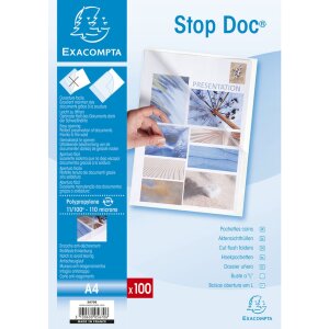 Exacompta 5670E Pochettes transparentes Stop Doc DIN A4 110µ cristal 100 pièces