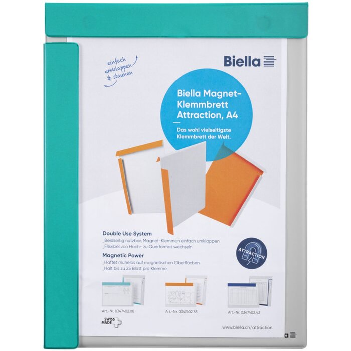 Porte-bloc magnétique avec couverture plastique pour A4 - Turquoise