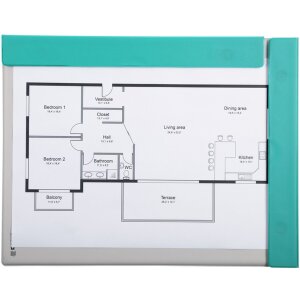 Porte-bloc magnétique avec couverture plastique pour A4 - Turquoise