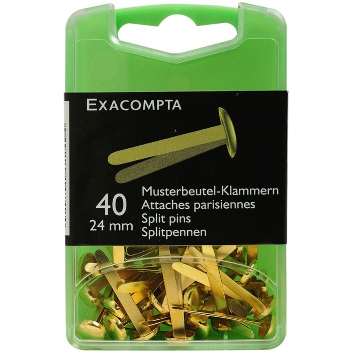 Exacompta Boîte de 40 pinces pour sachets déchantillons 24 mm - Or