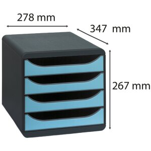 Exacompta 310782D Boîte à tiroirs Big Box 4 tiroirs Iderama Turquoise