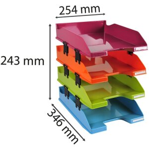 Exacompta 113298SETD Set de 4 corbeilles à courrier COMBO MIDI Iderama couleurs assorties