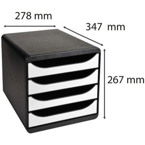 Exacompta Box à tiroirs Big Box Plus 4 tiroirs ouverts blanc brillant