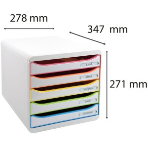 Exacompta Box à tiroirs Big Box Plus 5 tiroirs blanc Arlequin