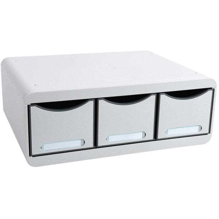 Exacompta TOOLBOX Module de rangement avec 3 tiroirs gris clair