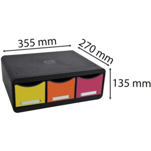 Exacompta TOOLBOX Module de rangement 3 tiroirs arc-en-ciel 13,5 cm de haut