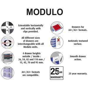 Exacompta Box à tiroirs MODULO DIN A4 noir 10 tiroirs fermés